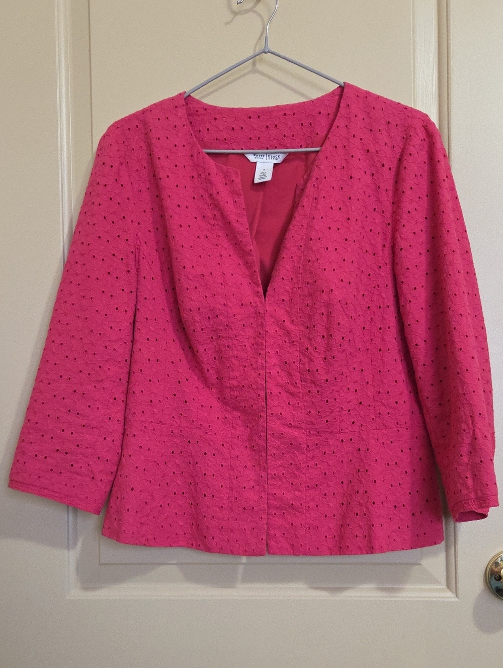 White House Black Market Bright Pink Eyelet Textured Women's Top